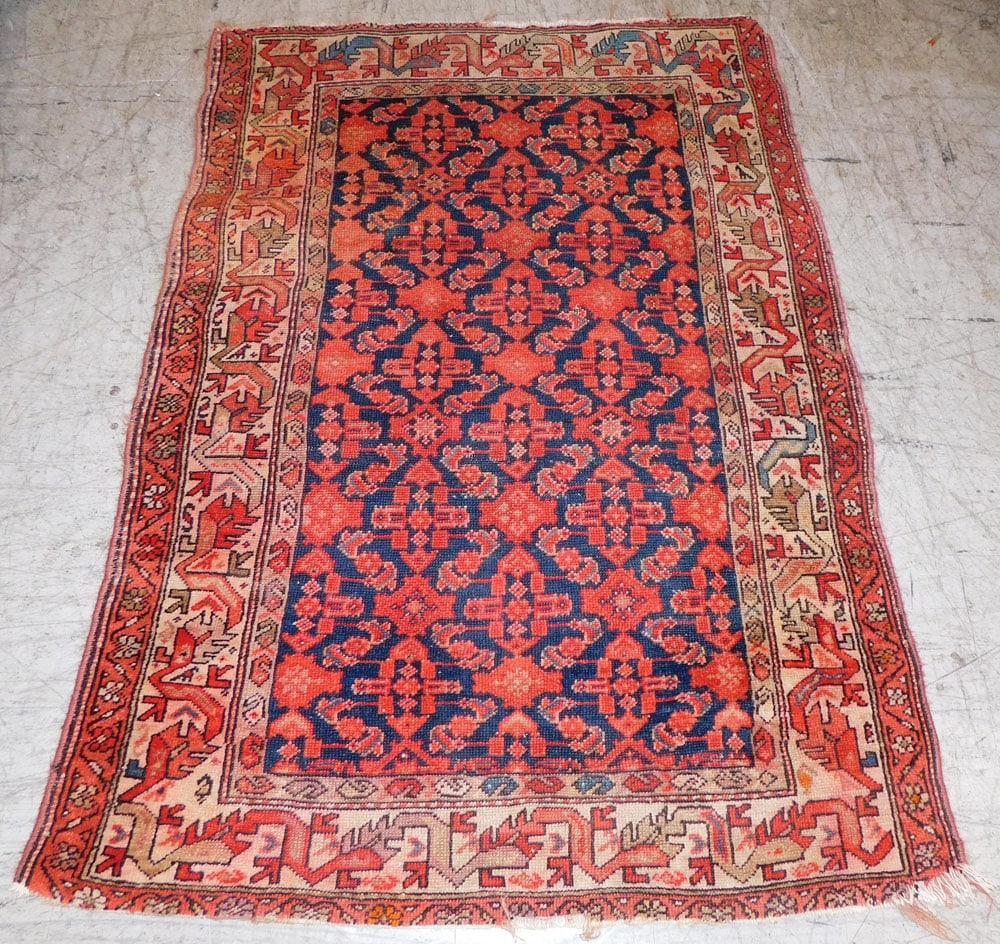 3' 8" x 5' Antique Hand Made Oriental Rug: 3' 8" x 5' Antique Hand Made Oriental Rug . "ALL DESCRIPTIONS AND ANY CONDITION STATEMENT GIVEN BY LANGSTON AUCTION GALLERY ARE STRICTLY OPINIONS AND LANGSTON'S SHALL HAVE NO RESPONSIBILITY FOR