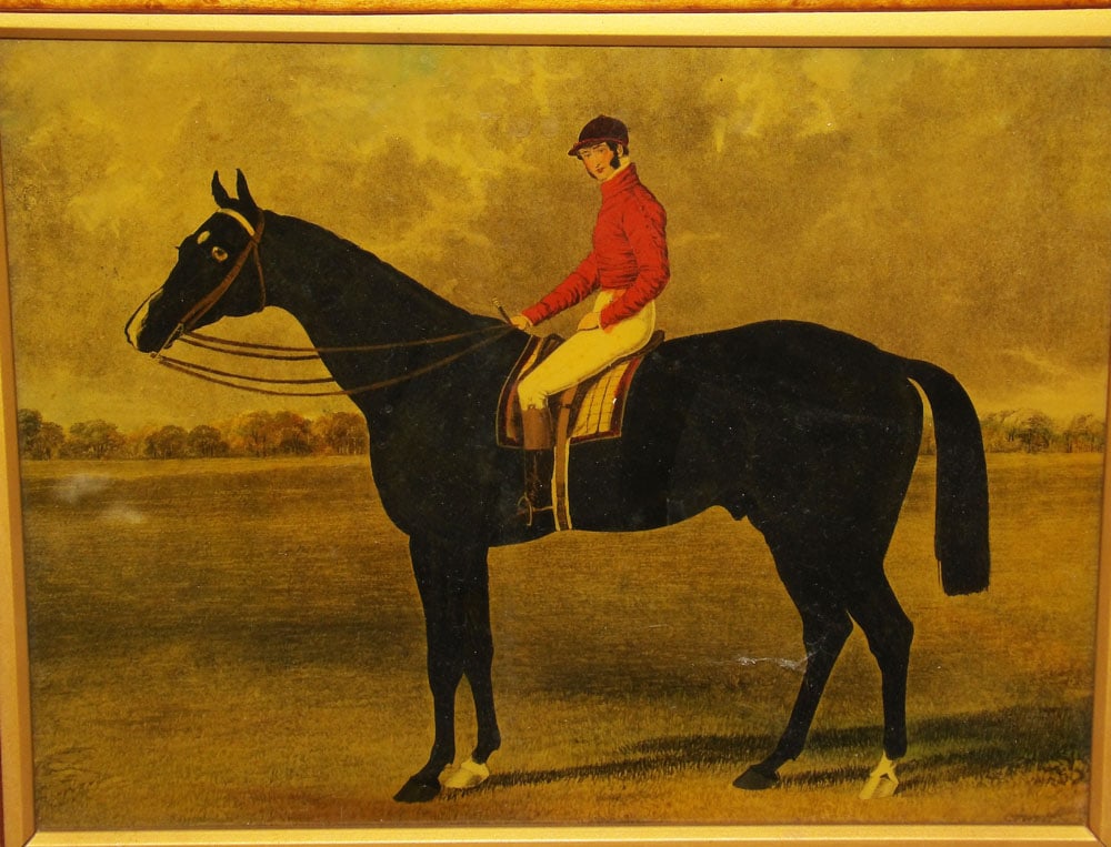 Framed Colored Equestrian Scene Print - 2