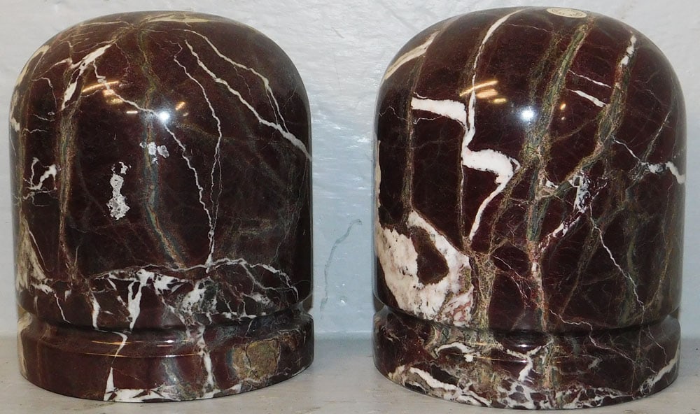 Pair of Marble Bookends: Pair of Marble Bookends . 5 3/4" H 4 3/4" W "ALL DESCRIPTIONS AND ANY CONDITION STATEMENT GIVEN BY LANGSTON AUCTION GALLERY ARE STRICTLY OPINIONS AND LANGSTON'S SHALL HAVE NO RESPONSIBILITY FOR