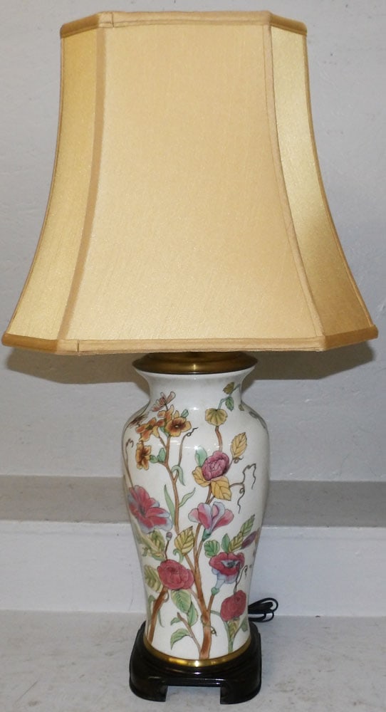 Oriental Painted Porcelain Vase Made Into Lamp (1 of 4)