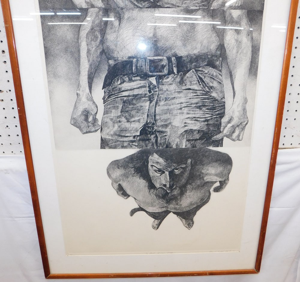 Large Framed Block Print Pencil Signed - 3