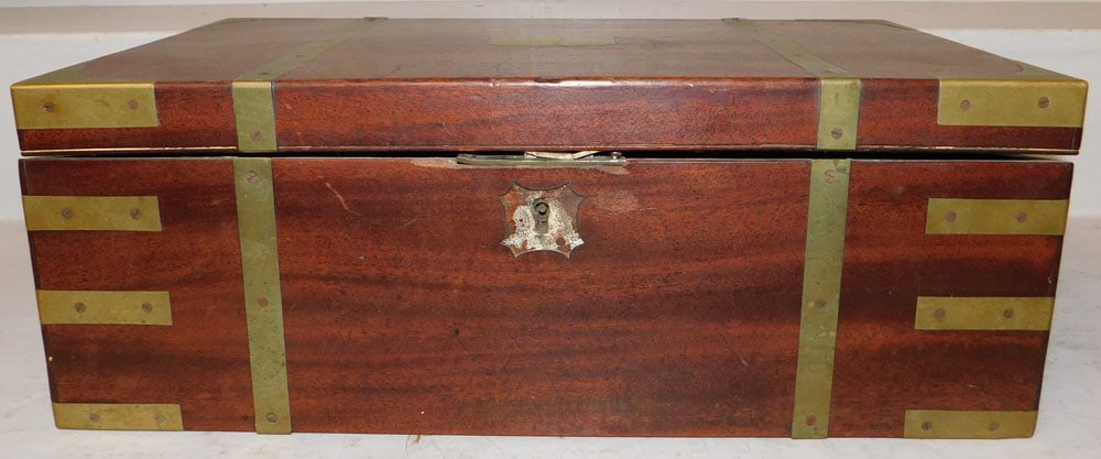 19th Century Mahogany & Brass Bound Lap Desk (1 of 10)