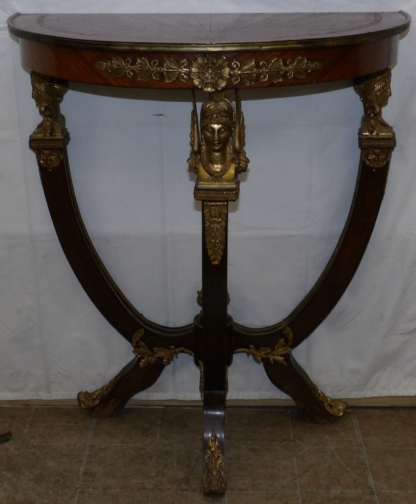 Rosewood French Demi Lune Console with Brass Ormolu (1 of 8)