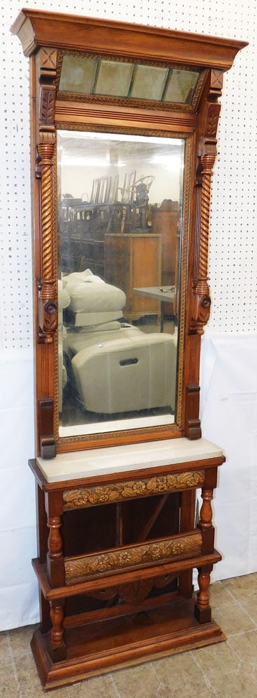 Antique Walnut Victorian Marble Top Pier Mirror (1 of 7)