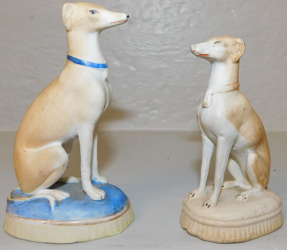 Two Hand Painted Porcelain Whippets