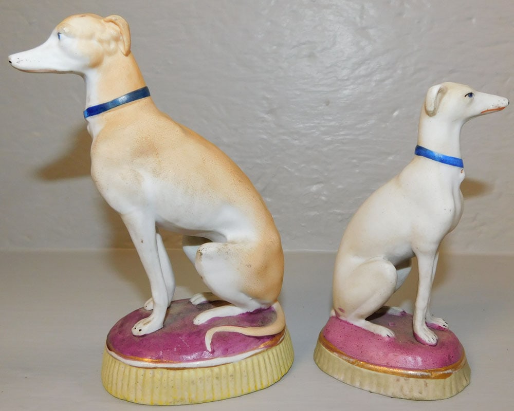 Two Hand Painted Porcelain Whippets - 2
