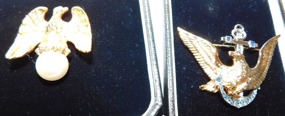 Two Marked 925 Sterling Ann Hand Open Wing Eagle Brooch Pins in Original Boxes (1 of 5)