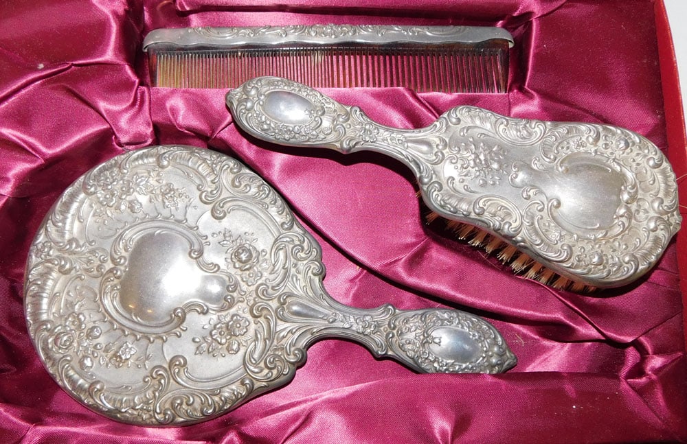 Three Piece Sterling Dresser Set by Gorham in Box (1 of 4)