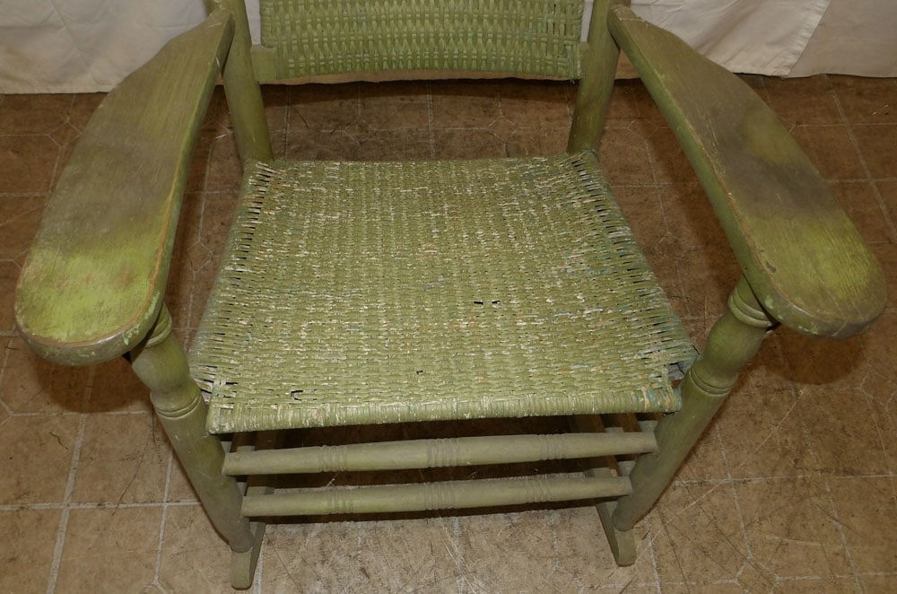 Painted Rattan Rocker - 2