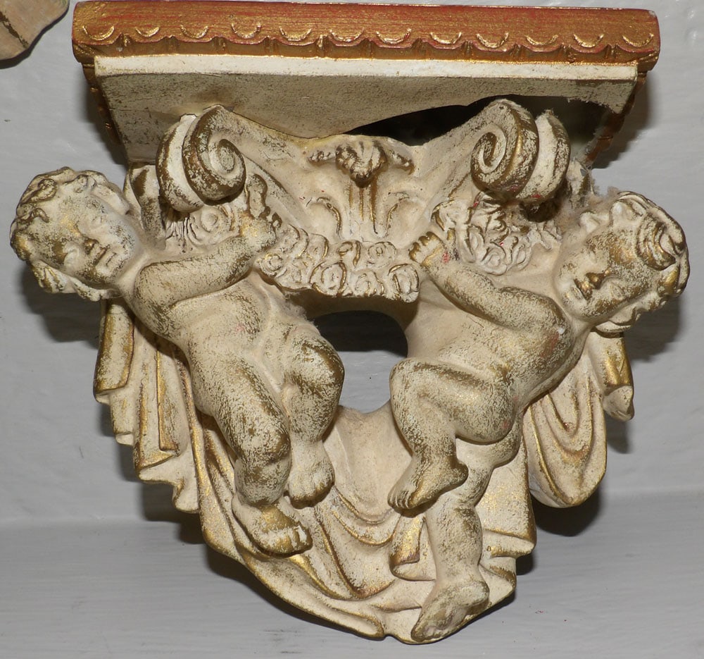 Three Painted Resin & Ceramic Wall Brackets - 2