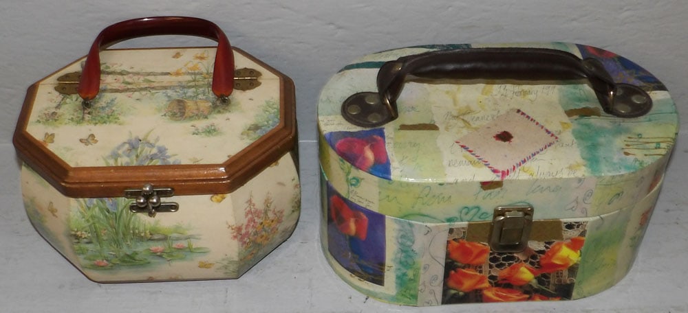 Two Decoupage Decorated Ladies Purses - 2