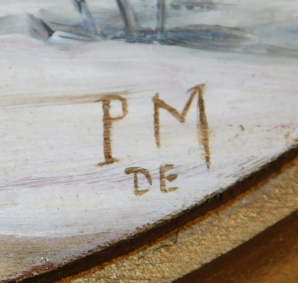 Hand Painted Pine Panel Snow Scene - 4
