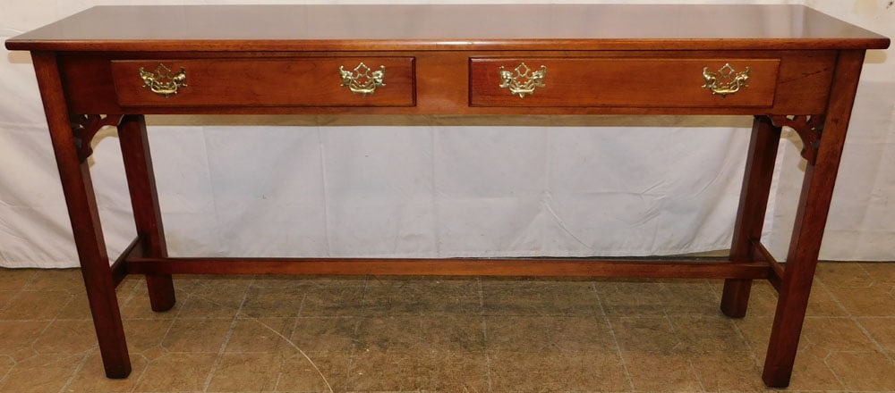Cherry Two Drawer Chippendale Style Console