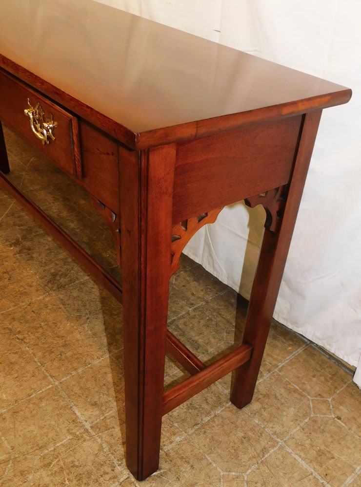Cherry Two Drawer Chippendale Style Console - 4