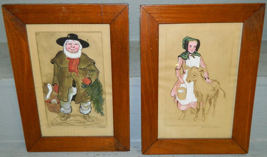 Pair Amish watercolors, signed James Waldrow: Pair of Amish watercolors, signed James Waldrow. 8 1/4" x 11 1/4".