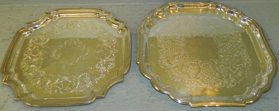 (2) Chippendale style trays.: (2) Chippendale style trays from a Greenville estate. 12" and 13".