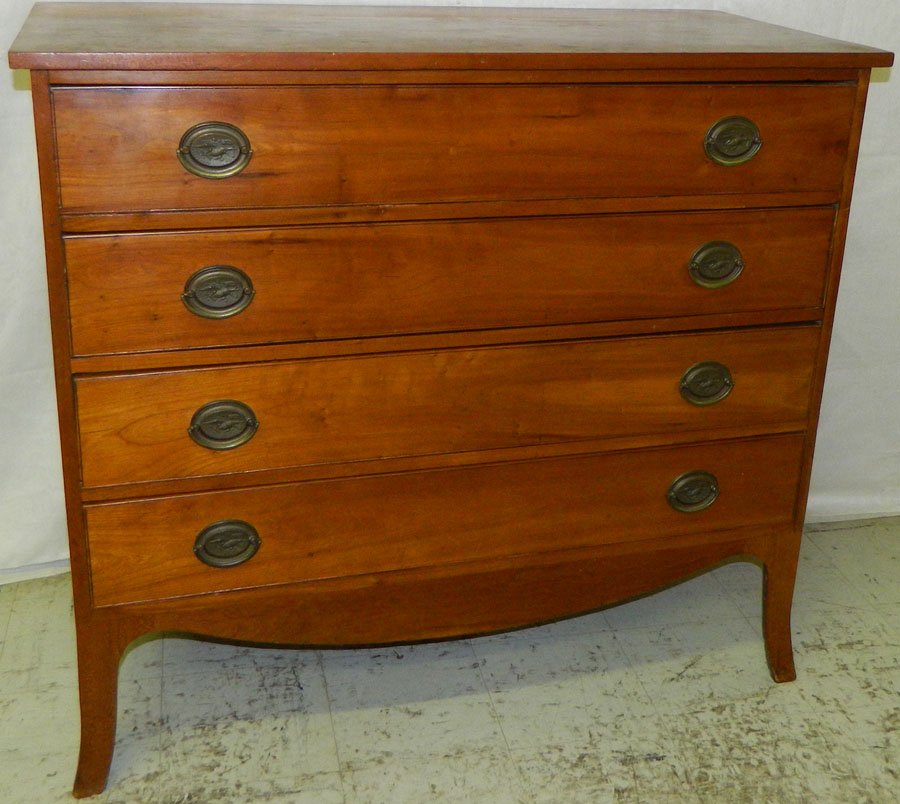 19th C period HW Pennsylvania cherry chest.: 19th Century period Hepplewhite Pennsylvania cherry four drawer chest with original pulls. 40 1/2" wide x 19" deep x 36 1/4" tall.