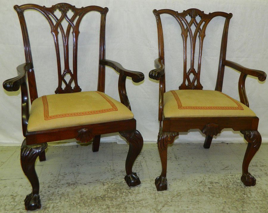 Pair Philadelphia style Robert Morris arm chairs.: Pair of Philadelphia style Robert Morris arm chairs from a Greenville estate. 40 1/2" back.