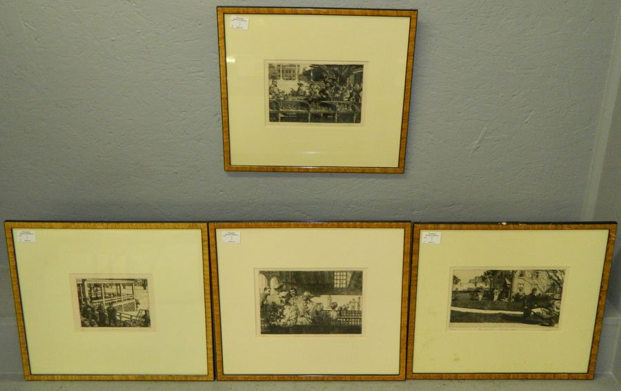 (4) Framed prints or etchings.: (4) Framed prints or etchings, all signed and numbered. 17" x 15".