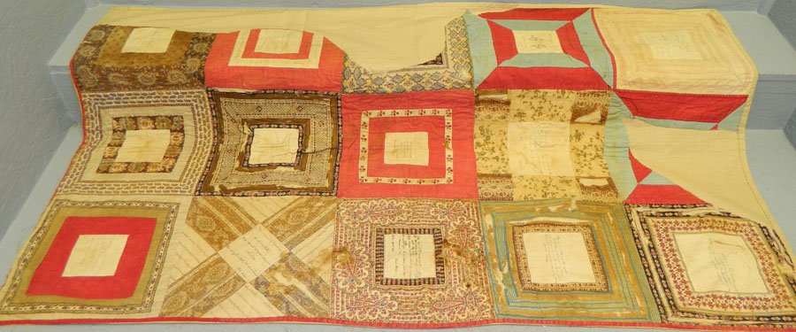 Civil War quilt given to Dr. Bliss.: Civil War quilt given to Dr. Bliss when he worked at the Armory Square Hospital in Washington, D.C. 52 3/4" x 32 1/4".