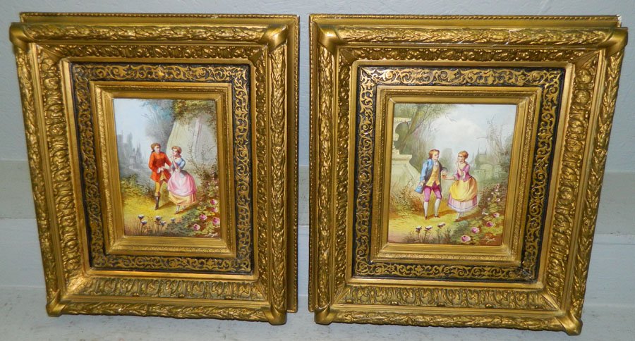 (2) Hand painted porcelains, signed Bigot.: (2) Hand painted porcelains, signed Bigot. 18" x 21".