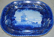 Historical blue platter.
