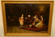 Oil on canvas of ballroom scene.
