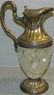 Cut glass wine carafe w/ 800 silver base, signed