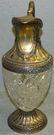 Cut glass wine carafe w/ 800 silver base, signed - 2
