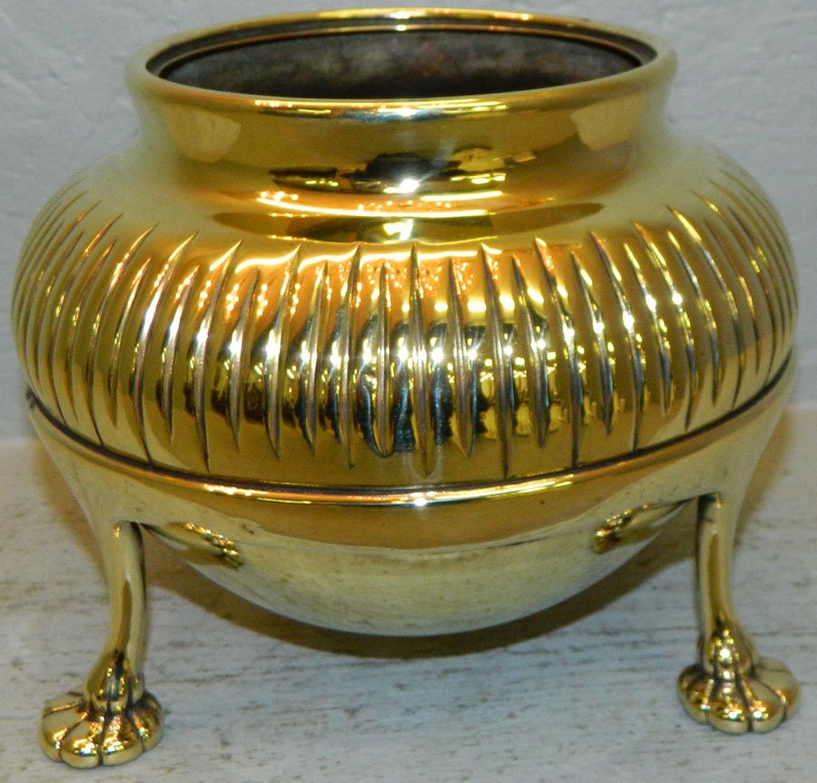 Brass footed jardiniere, signed Tiffany Studios, NY: Brass footed jardiniere, signed Tiffany Studios, NY. 6 1/4" tall.