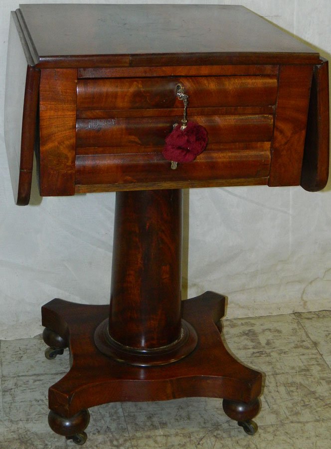 Empire drop leaf work table with two drawers.: Empire drop leaf work table with two drawers, desk in top drawer. 36 1/4" open x 17" x 29" tall.