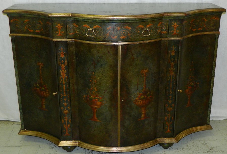 French hand decor cabinet-Theodore Alexander.: French hand decorated cabinet by Theodore Alexander. 52" wide x 19" deep x 35 1/2" tall.