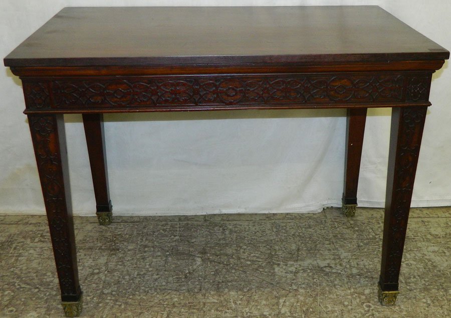 Chinese Chipp carved mahogany serving table.: Chinese Chippendale carved mahogany serving table, not antique. 41" wide x 25 1/4" deep x 30 3/4" tall.
