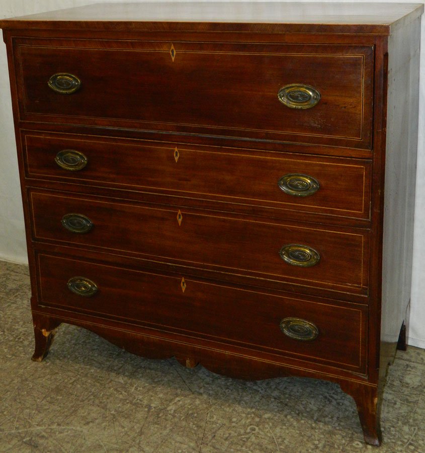 Inlaid mahogany Hepplewhite butler's desk.: Inlaid mahogany Hepplewhite butler's desk. 44" wide x 21" deep x 43 1/2" tall.