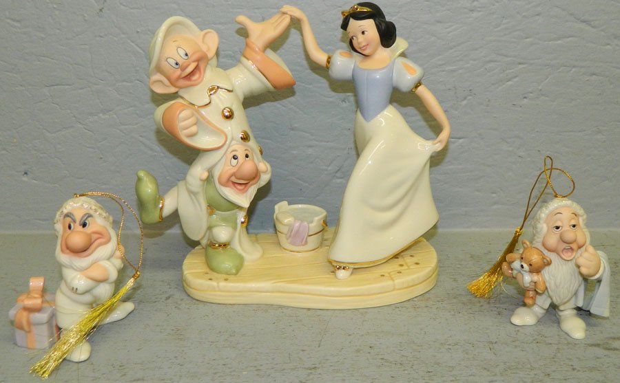 Lenox Disney Showcase Collection.: Lenox Disney Showcase Collection - "Dancing with Snow White", "Sleepy", "Grumpy". Sleepy and Grumpy are ornaments.
