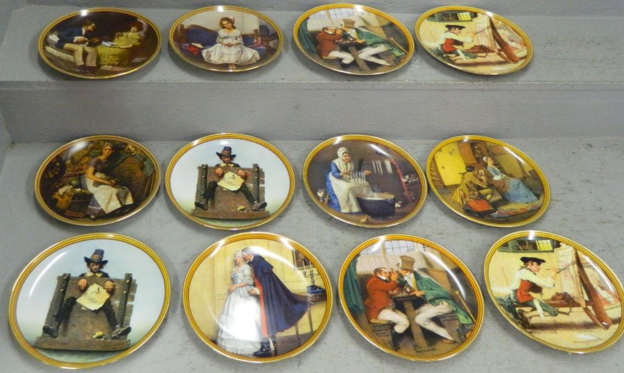 Collection of 12 Norman Rockwell collector plates.: Collection of 12 Norman Rockwell numbered collector plates.