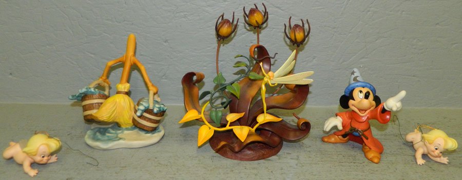 Walt Disney Fantasia collection.: Walt Disney Fantasia collection including "Bucket Brigade", "The Magic of Mickey", "The Touch of an Autumn Fairy", (2) "Flight of Fancy" ornaments.