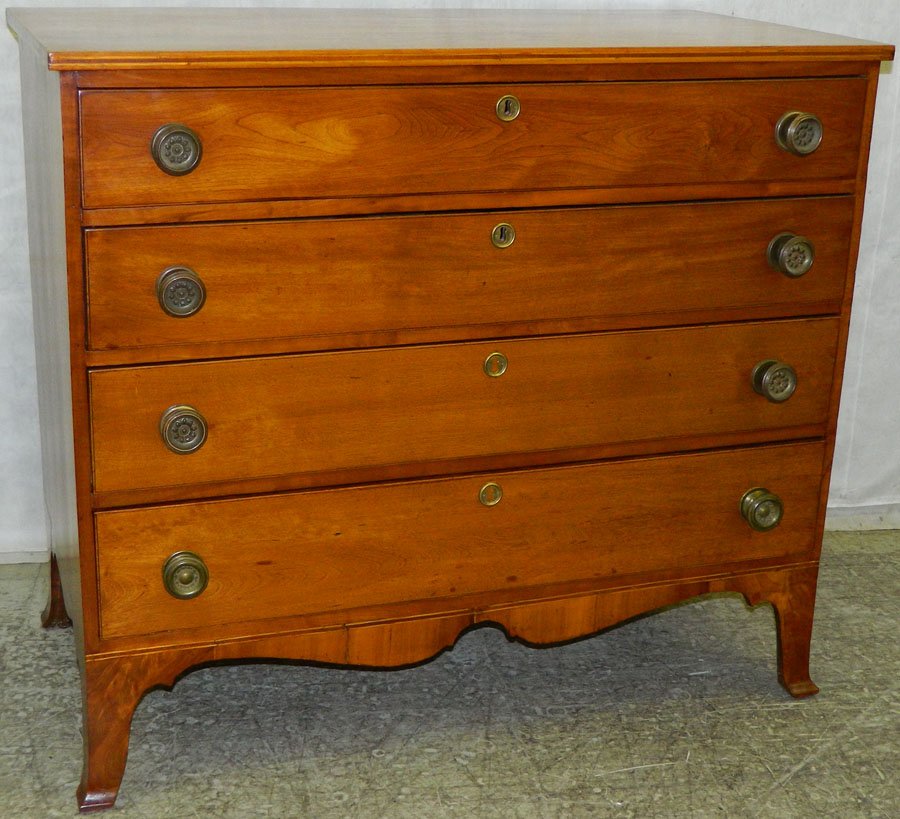 19th Century birch and maple four drawer chest.: 19th Century birch and maple four drawer chest. 40 1/2" wide x 21" deep x 36" tall.