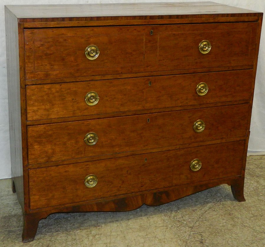 Mahogany Hepplewhite style butler's desk.: Mahogany Hepplewhite style butler's desk with tooled leather interior. 48" wide x 20 1/2" deep x 42" tall.