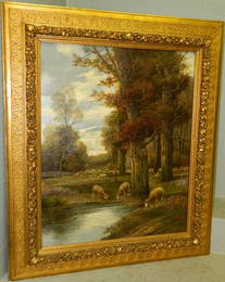 Oil of sheep herder, signed G. Fischhof