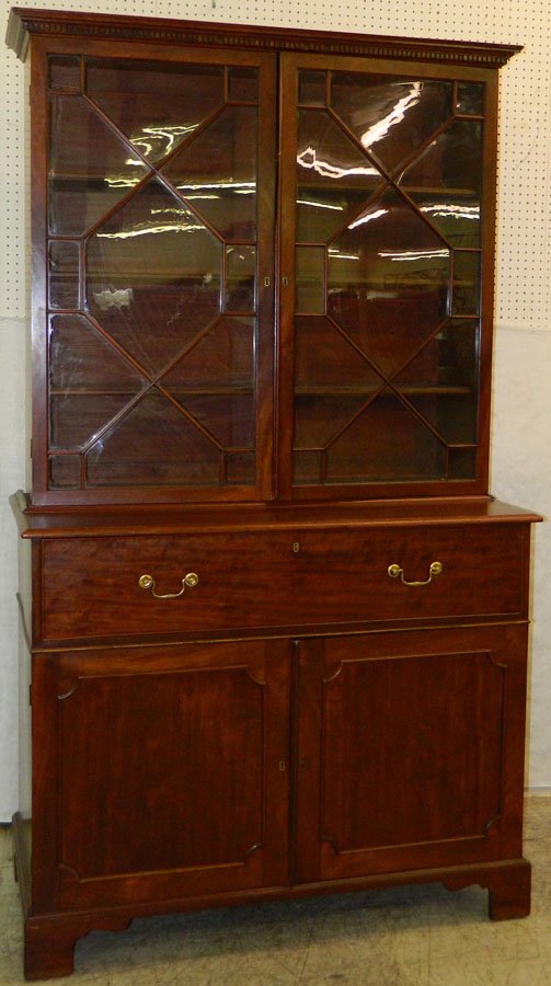 Federal mahogany butler's desk secretary.: Federal mahogany butler's desk secretary. 49 1/2" wide x 24 1/4" deep x 87 1/4" tall.