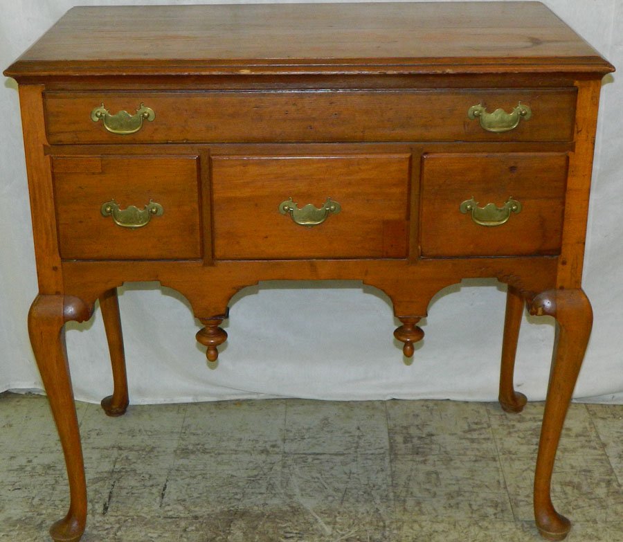 18th C American lowboy with white pine interior.: 18th Century American lowboy with New England white pine interior. 38 1/2" wide x 20" deep x 36 1/2" tall.