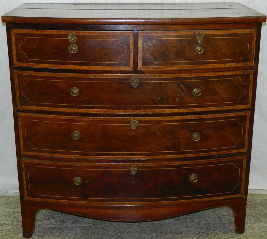 Mah Hepplewhite 2/3 drawer chest.: Mahogany Hepplewhite 2/3 drawer chest with banded and inlaid front. 41 1/2" wide x 20" deep x 40 1/4" tall.