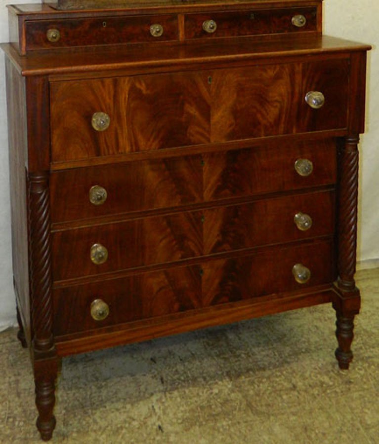 American empire butler's desk.: American empire butler's desk. 42 1/2" wide x 21 1/2" deep x 48" tall.