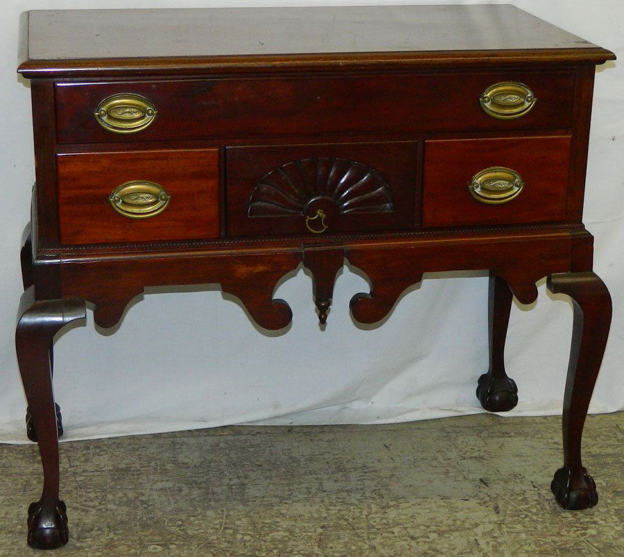 19th C mah ball and claw Chippendale lowboy.: 19th Century mahogany ball and claw Chippendale lowboy. 38" wide x 20" deep x 33" tall.