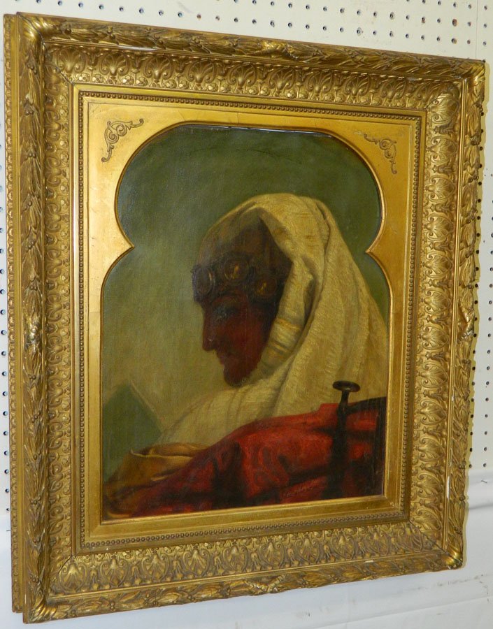 OOC of Arabian lady, signed Ida Alexander.: Oil on canvas of Arabian lady, signed Ida Alexander. 24 1/2" x 28 1/2".