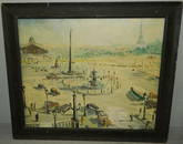 Place de la Concorde, 1950, Impressionist oil.