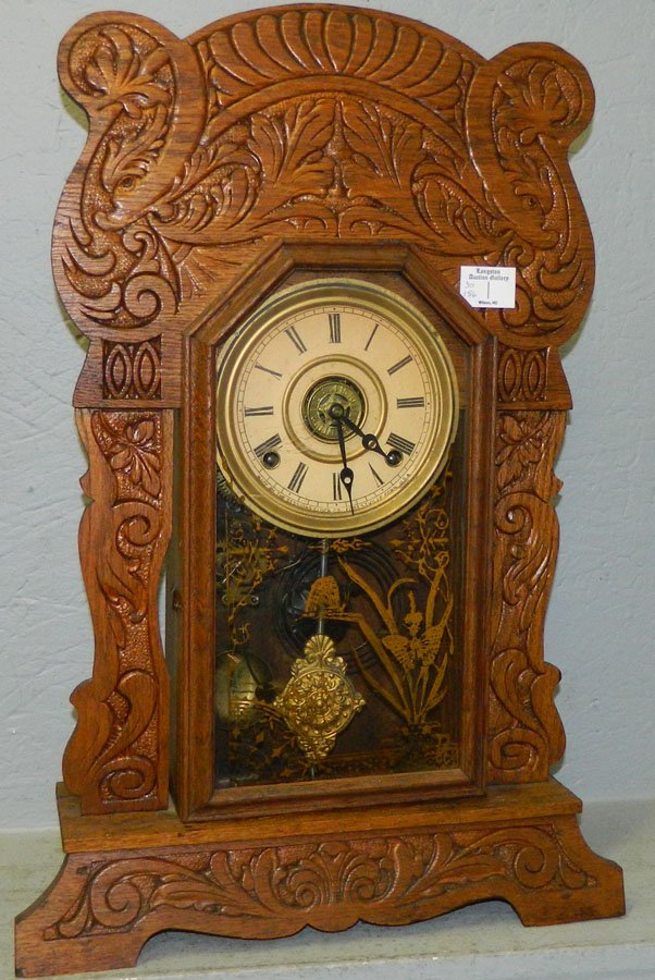Oak kitchen clock by Sessions.: Oak kitchen clock by Sessions. 15" wide x 5" deep x 23" tall.