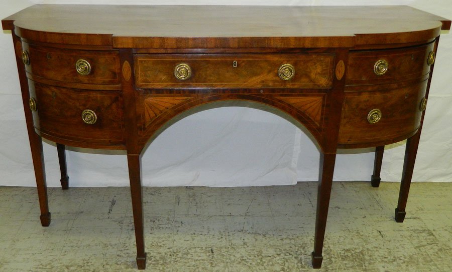 19th Century inlaid Hepplewhite sideboard.: 19th Century inlaid Hepplewhite sideboard with cellarette drawer, circa 1800. 66 1/4" wide x 29 1/4" deep x 36 1/2" tall.