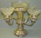 19th C Sheffield plate and cut glass epergne.